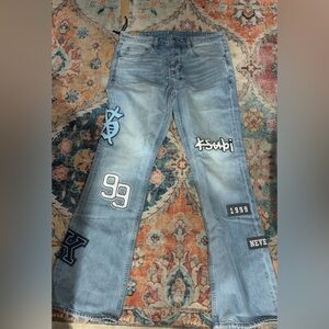 Ksubi Mens Bootcut Jeans Blue Size 33 Bronko Striker Patched Mid Rise 5 Pockets